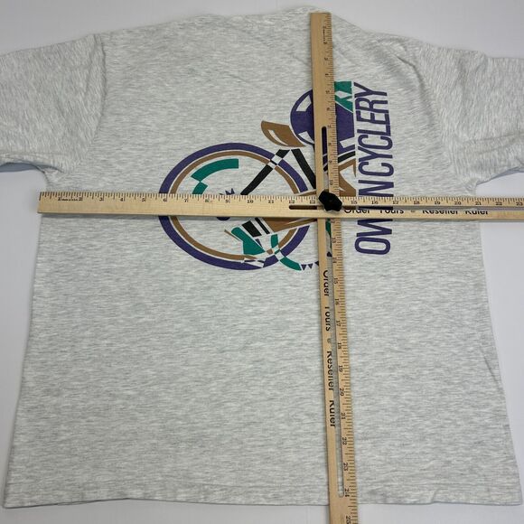 Vintage Owen Cyclery Chattanooga T Shirt Mens Medium Bicycling Cycler 90s Gray - Picture 10 of 10